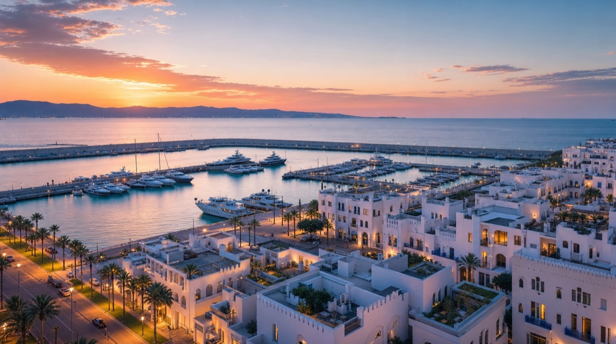 La baie et le port de Tanger vus depuis les hauteurs de la ville