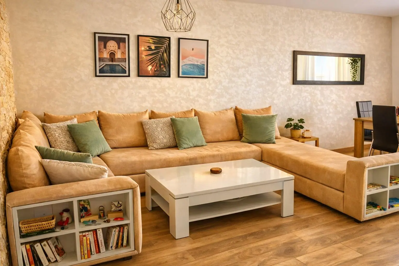 Appartement en résidence fermée avec piscines à Bouskoura, dans la périphérie sud de Casablanca, géré par un membre du réseau