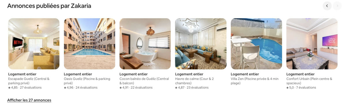 Annonces Airbnb de Zakaria