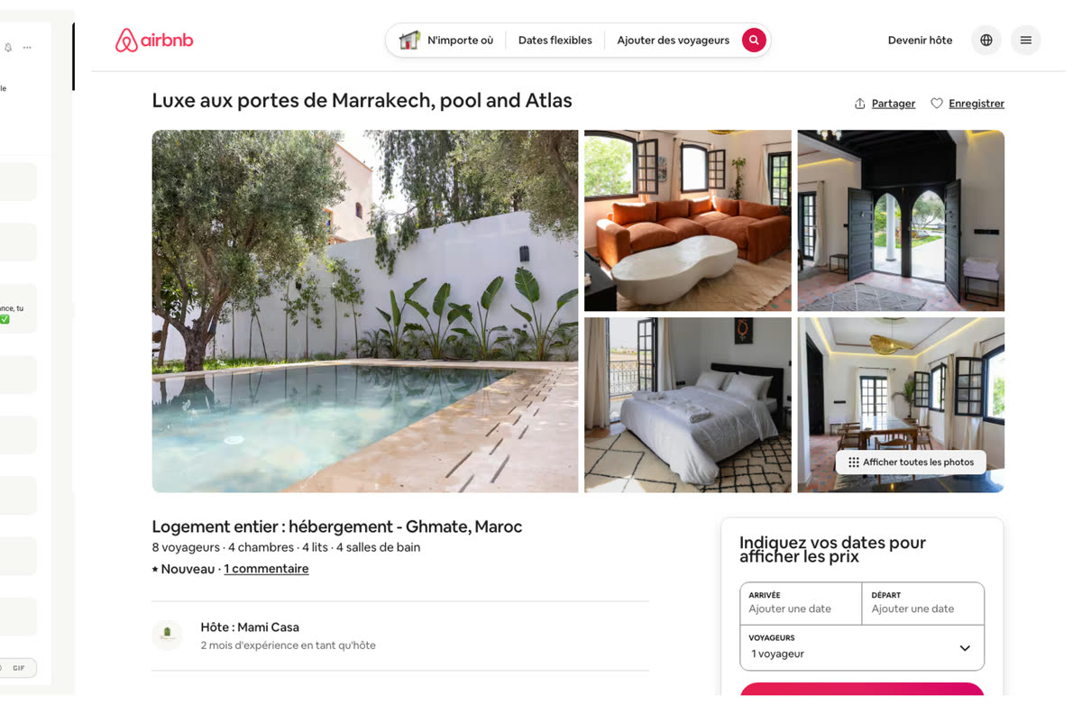 Annonce Airbnb d'un logement géré par un membre du réseau