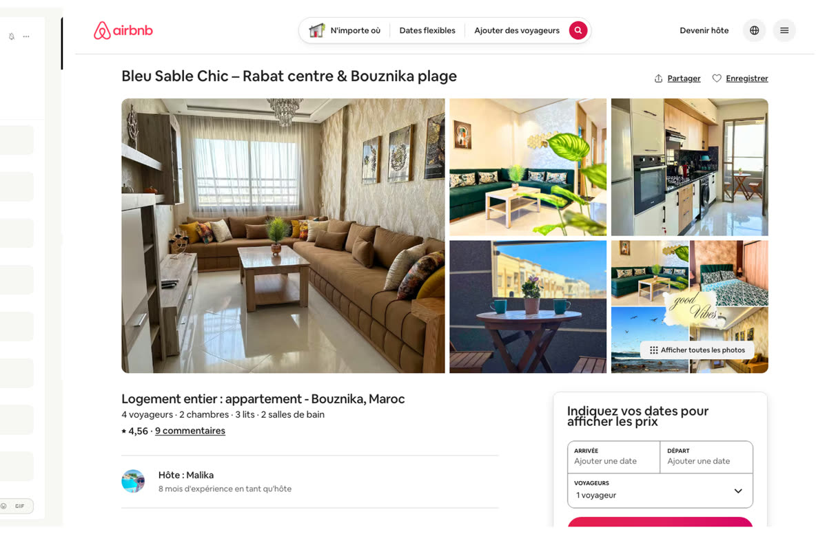 Annonce Airbnb d'un logement géré par un membre du réseau