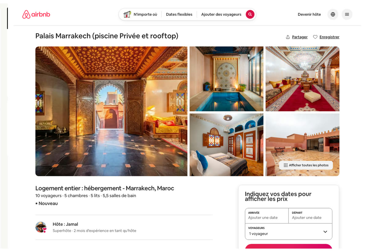 Annonce Airbnb d'un logement géré par un membre du réseau