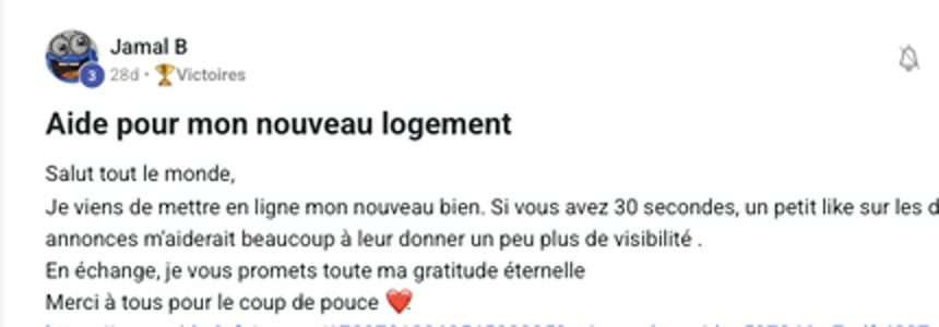 Message d'un membre qui annonce sa signature