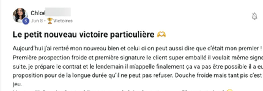Message d'un membre qui annonce sa signature