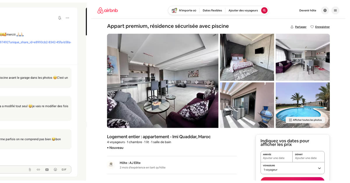 Annonce Airbnb d'un logement géré par un membre du réseau
