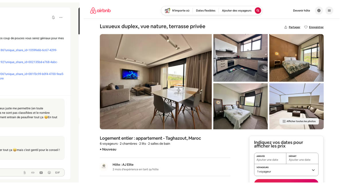 Annonce Airbnb d'un logement géré par un membre du réseau
