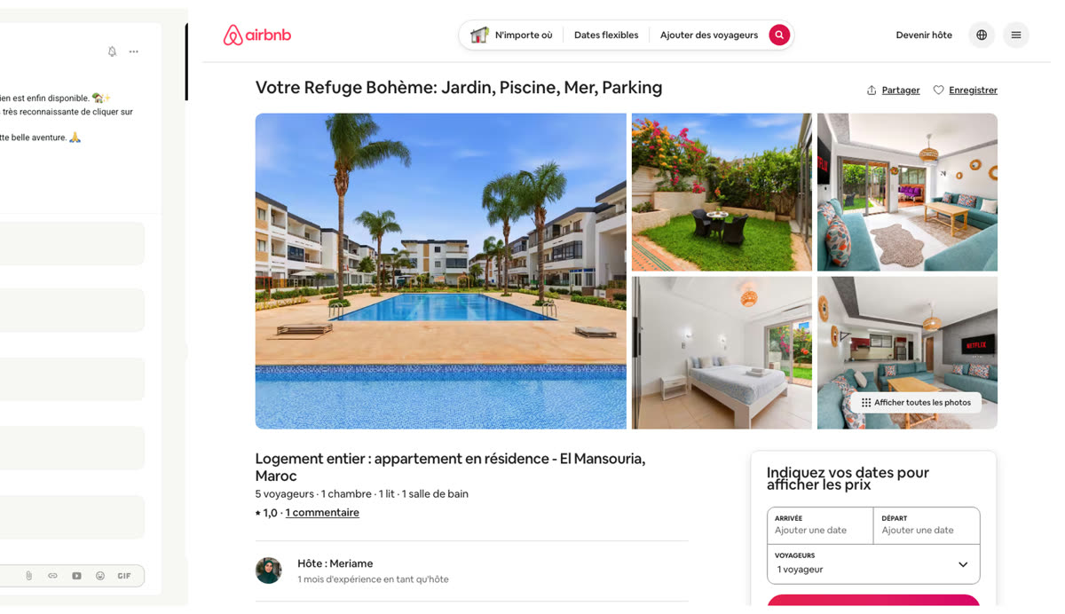 Annonce Airbnb d'un logement géré par un membre du réseau
