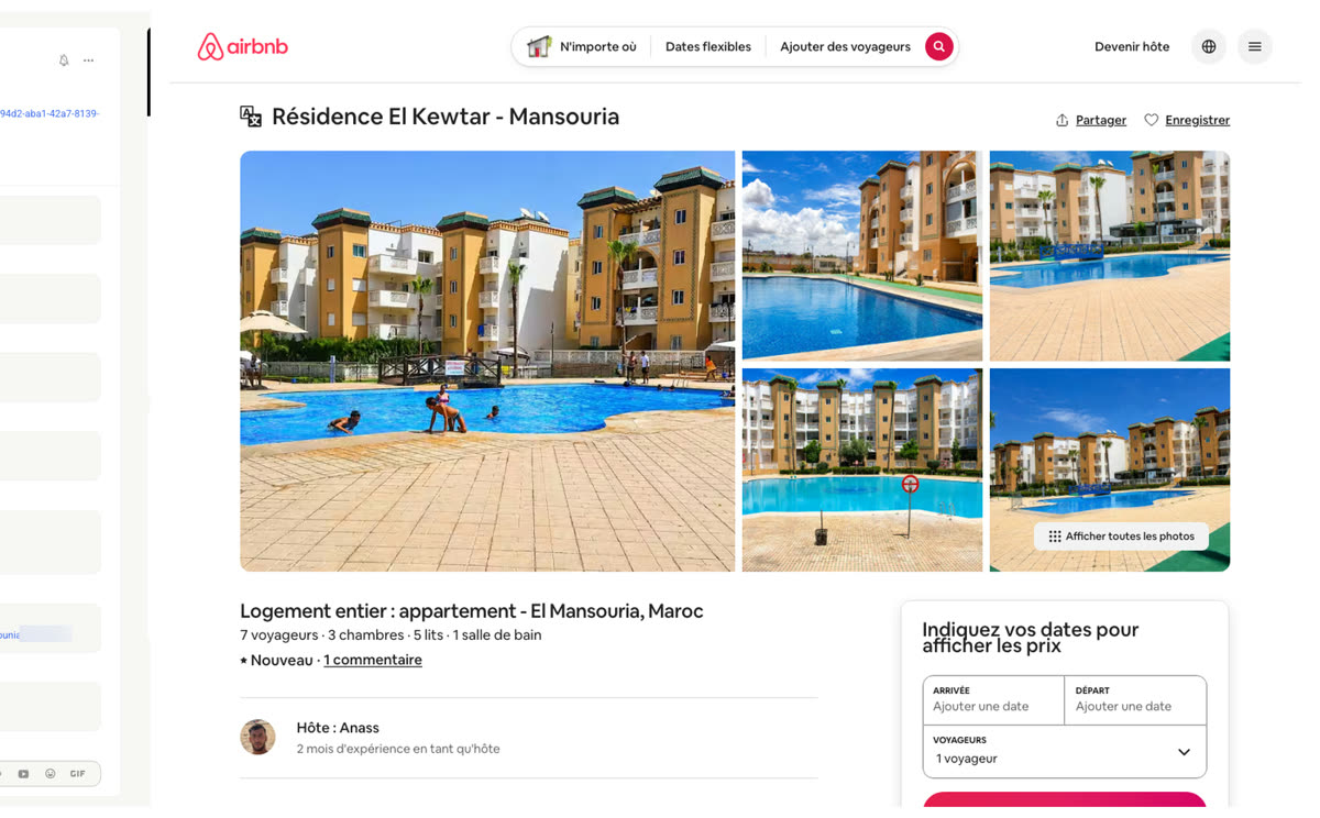 Annonce Airbnb d'un logement géré par un membre du réseau