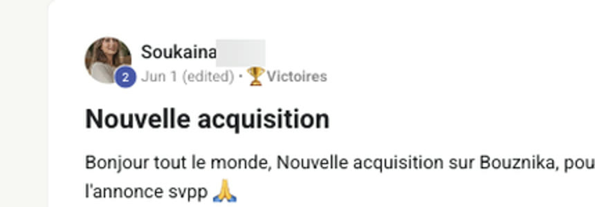 Message d'un membre qui annonce sa signature