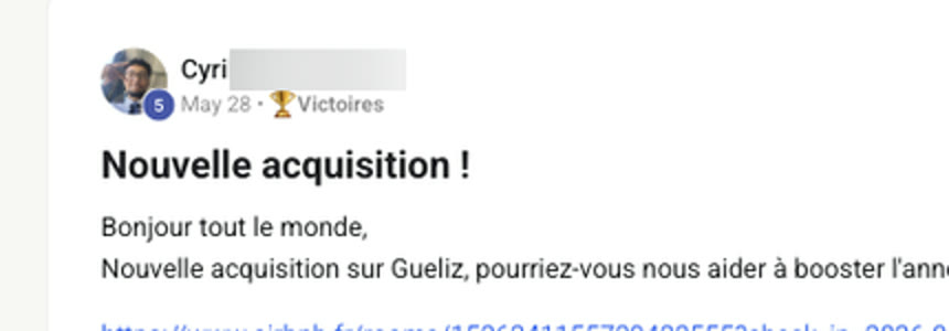Message d'un membre qui annonce sa signature