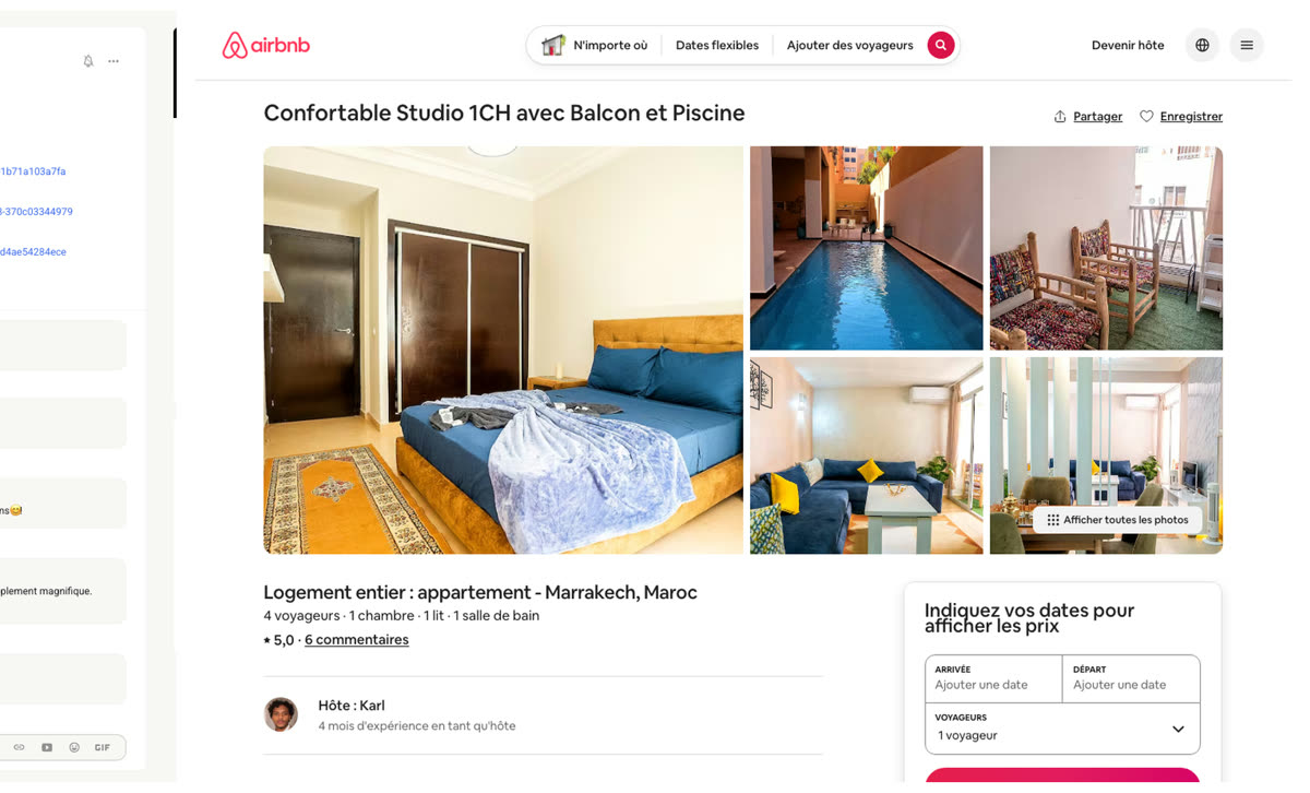 Annonce Airbnb d'un logement géré par un membre du réseau