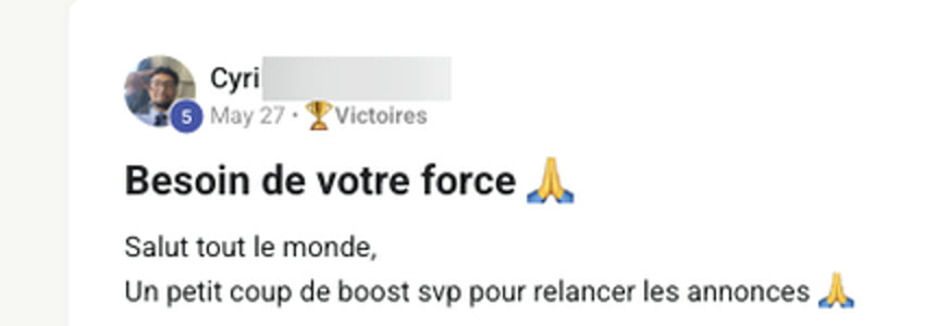Message d'un membre qui annonce sa signature