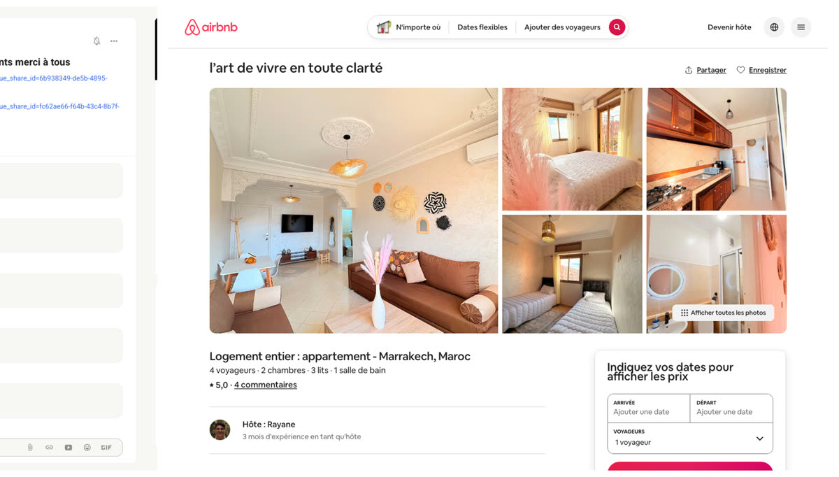 Annonce Airbnb d'un logement géré par un membre du réseau