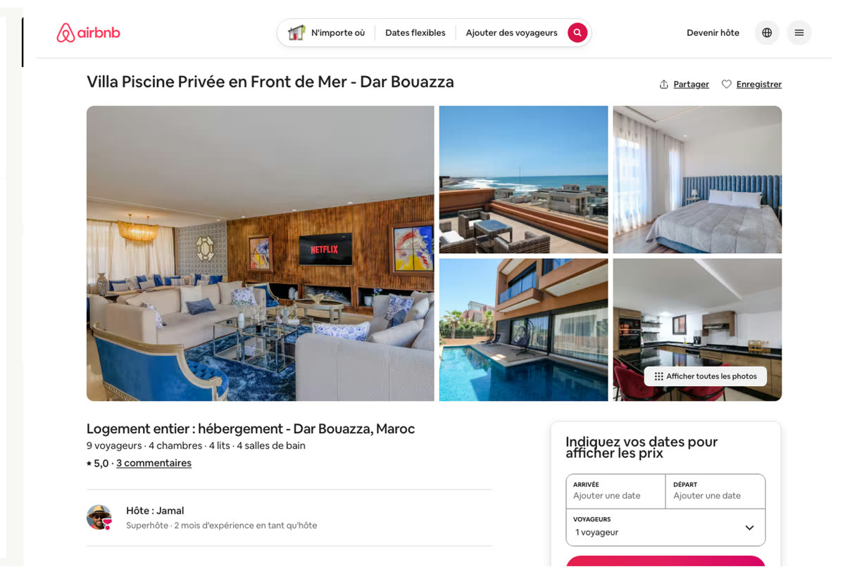 Annonce Airbnb d'un logement géré par un membre du réseau