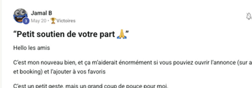 Message d'un membre qui annonce sa signature