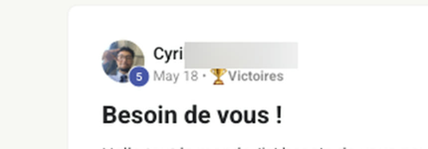 Message d'un membre qui annonce sa signature