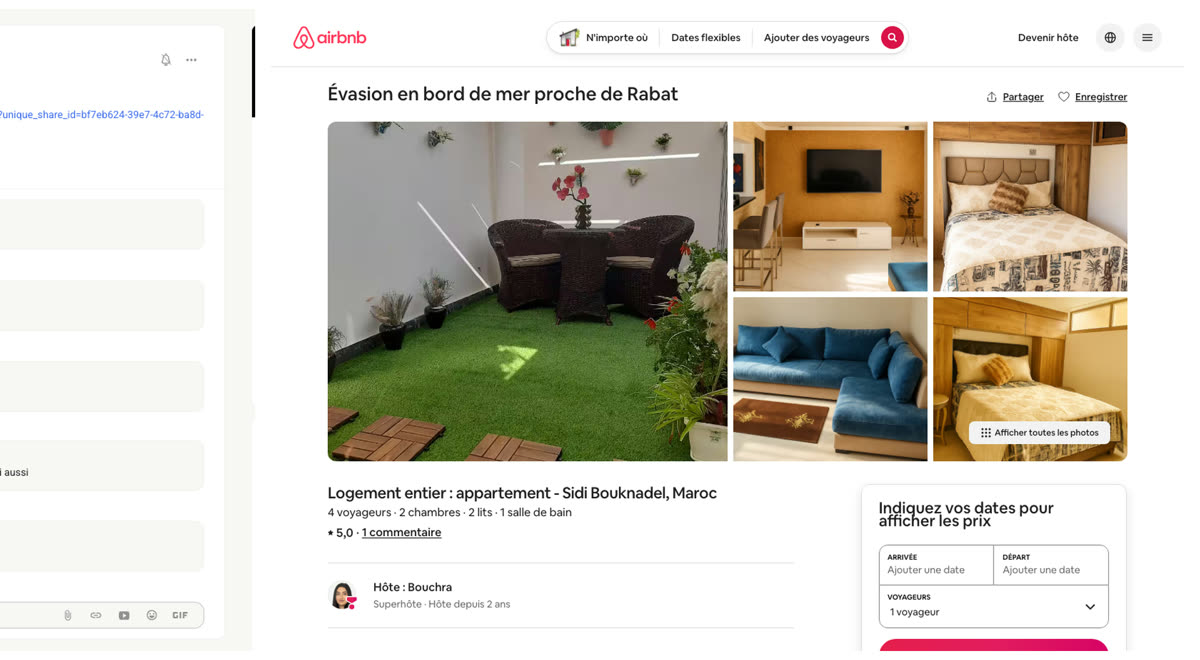 Annonce Airbnb d'un logement géré par un membre du réseau