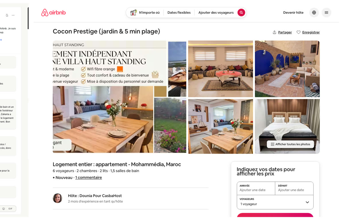 Annonce Airbnb d'un logement géré par un membre du réseau
