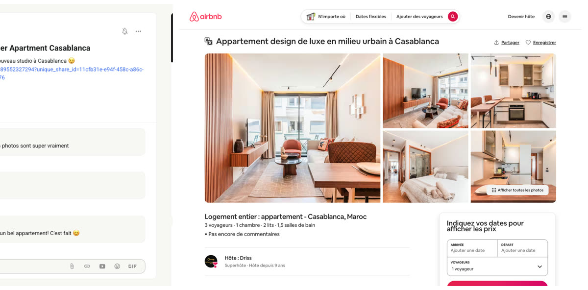 Annonce Airbnb d'un logement géré par un membre du réseau