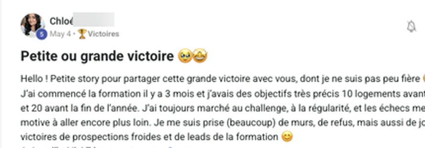 Message d'un membre qui annonce sa signature