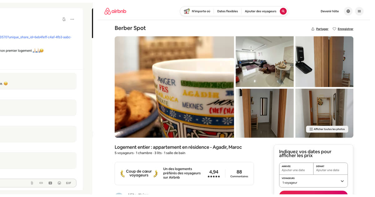 Annonce Airbnb d'un logement géré par un membre du réseau