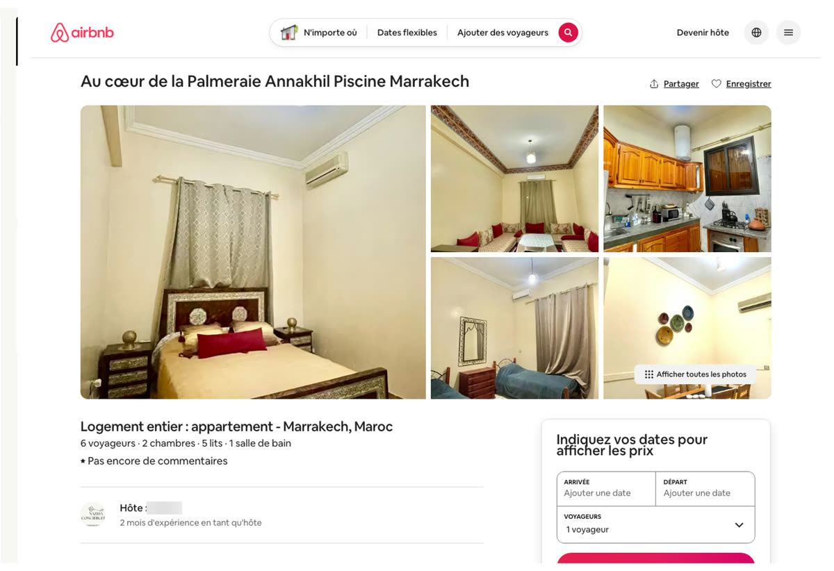 Annonce Airbnb d'un logement géré par un membre du réseau