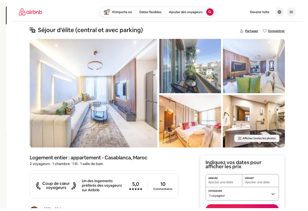 Annonce Airbnb d'un logement géré par un membre du réseau