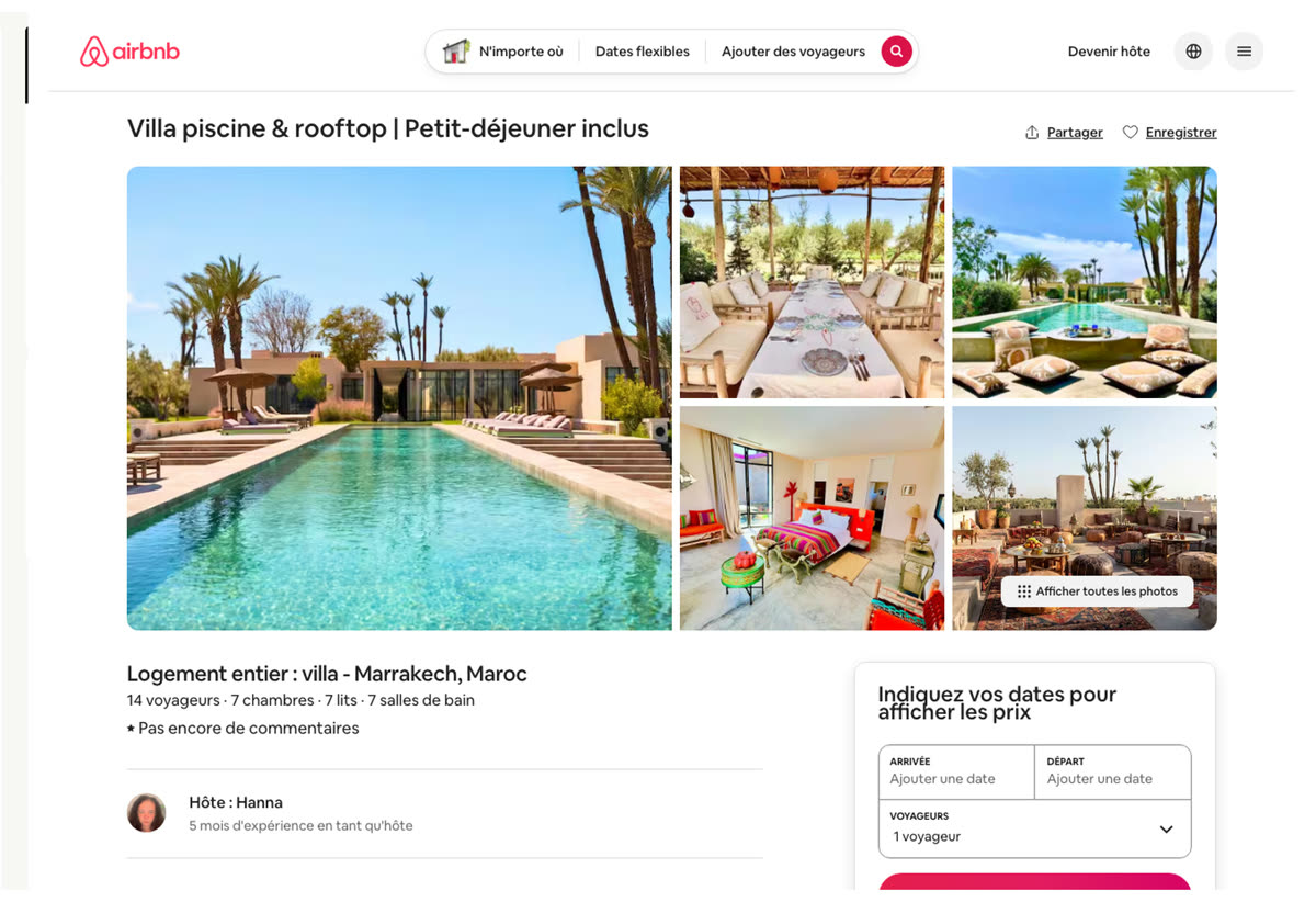 Annonce Airbnb d'un logement géré par un membre du réseau