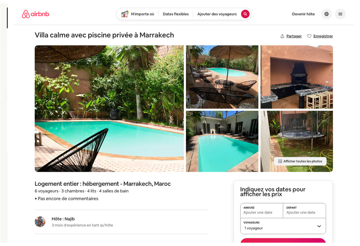 Annonce Airbnb d'un logement géré par un membre du réseau