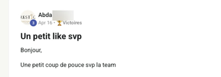 Message d'un membre qui annonce sa signature