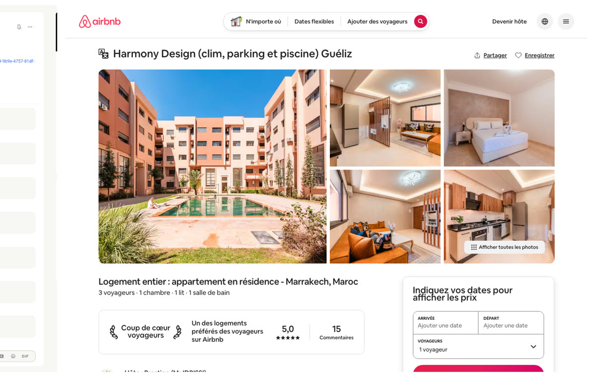 Annonce Airbnb d'un logement géré par un membre du réseau