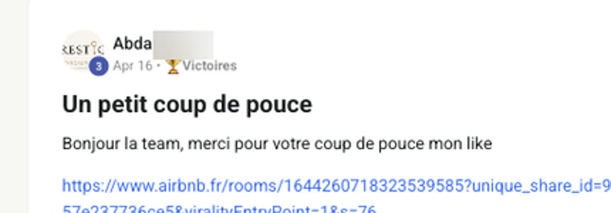 Message d'un membre qui annonce sa signature